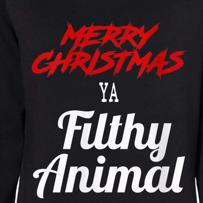 Wo Merry Christmas Animal Filthy Ya V-Neck Womens California Wash Sweatshirt