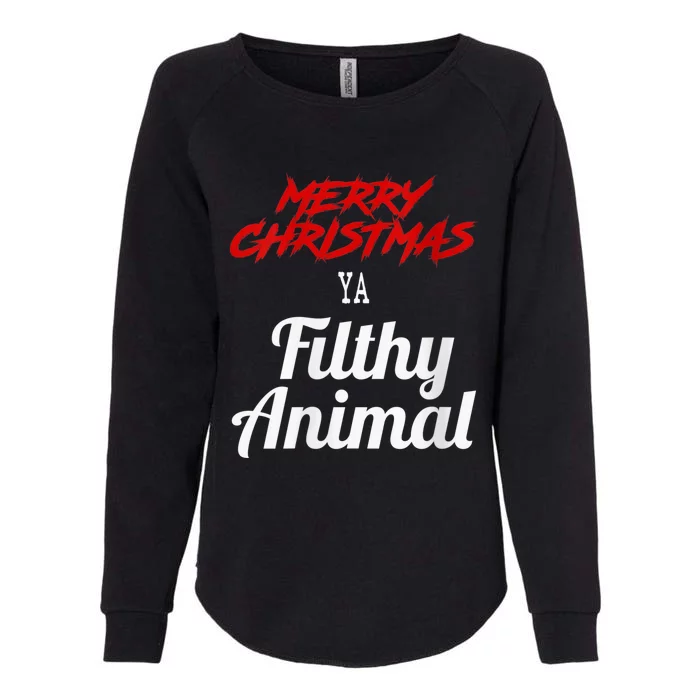 Wo Merry Christmas Animal Filthy Ya V-Neck Womens California Wash Sweatshirt