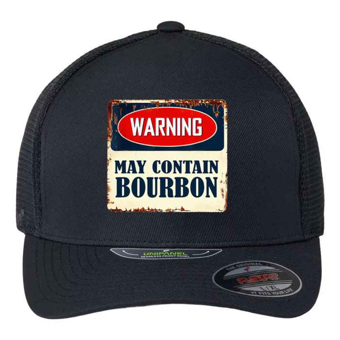 Warning May Contain Bourbon Flexfit Unipanel Trucker Cap