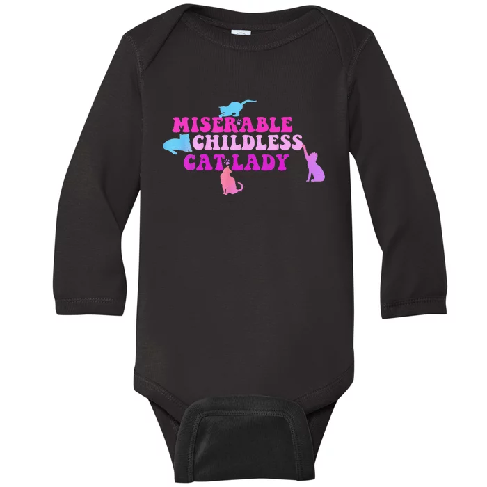 Women Miserable Childless Cat Lady Gift Baby Long Sleeve Bodysuit