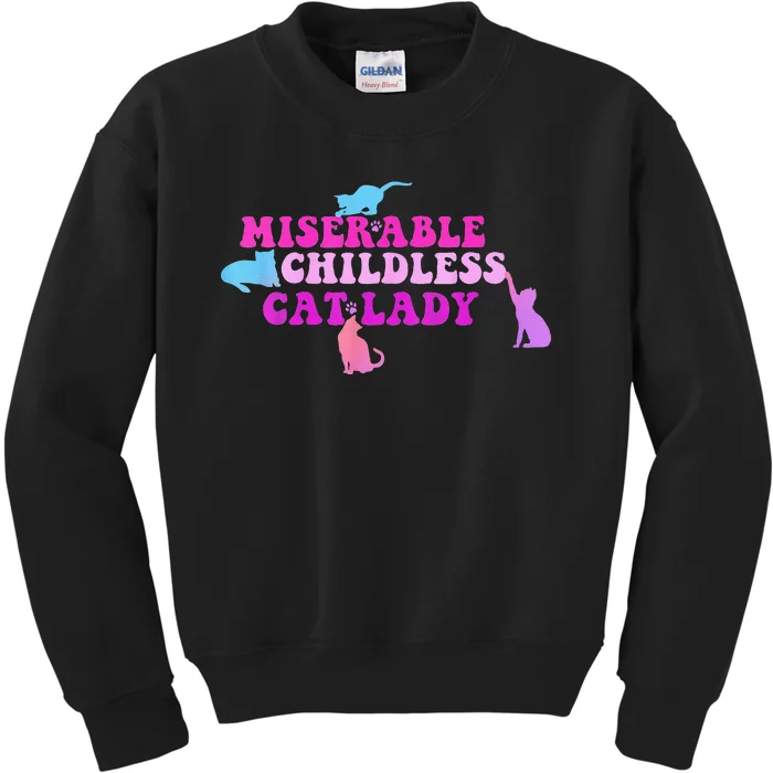 Women Miserable Childless Cat Lady Gift Kids Sweatshirt