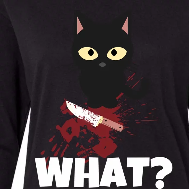 What? Murderous Cat With Knife For Cat Friends Gift Womens Cotton Relaxed Long Sleeve T-Shirt