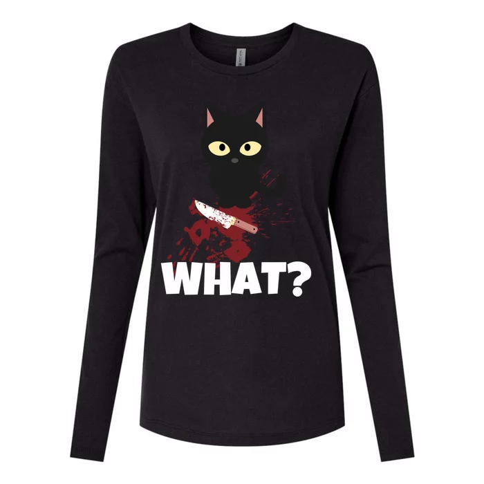 What? Murderous Cat With Knife For Cat Friends Gift Womens Cotton Relaxed Long Sleeve T-Shirt