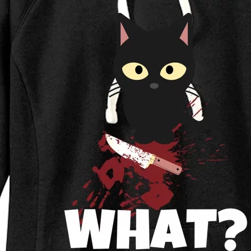 What? Murderous Cat With Knife For Cat Friends Gift Women's Fleece Hoodie