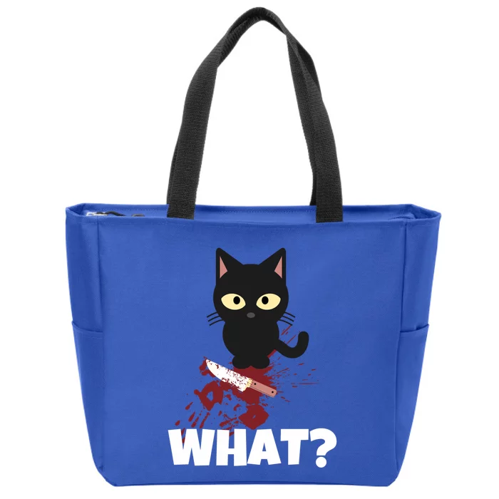 What? Murderous Cat With Knife For Cat Friends Gift Zip Tote Bag