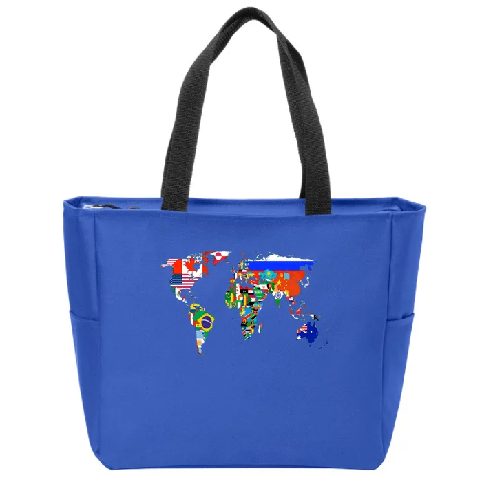 World Map Country Flag Atlas Gift Funny Gift Zip Tote Bag