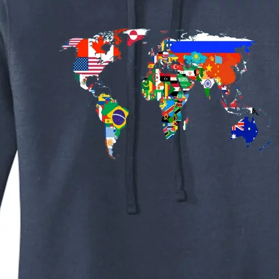 World Map Country Flag Atlas Gift Funny Gift Women's Pullover Hoodie