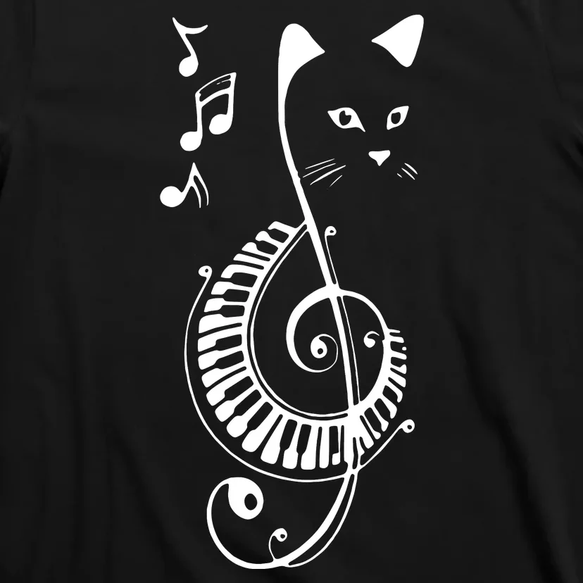 Women Music Cat Playing Music Musician Art Cat Lover Cat Mom T-Shirt