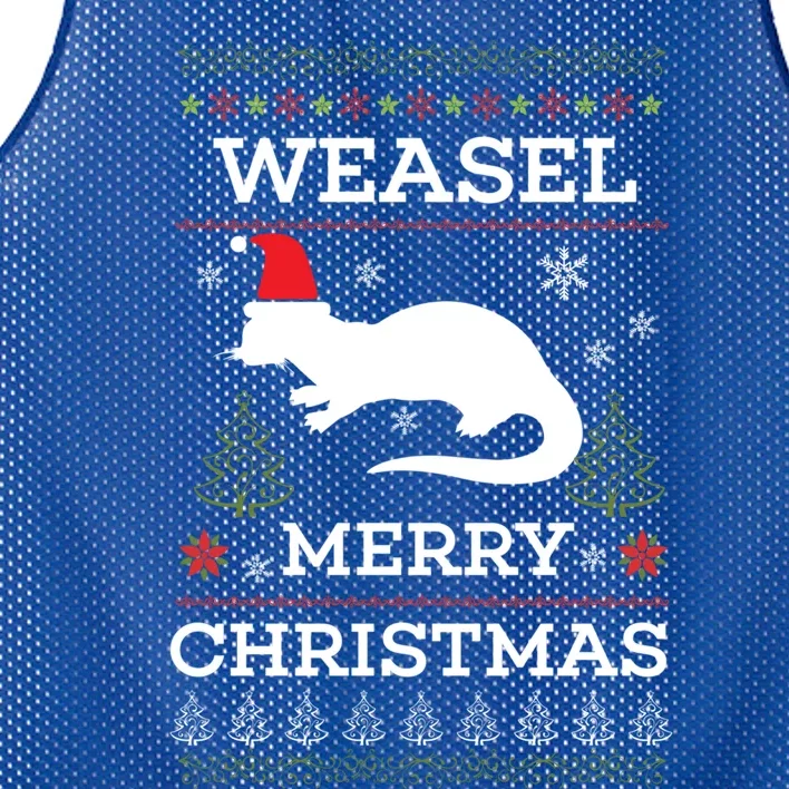 Weasel Merry Christmas Funny Ugly Christmas Design Gift Mesh Reversible Basketball Jersey Tank