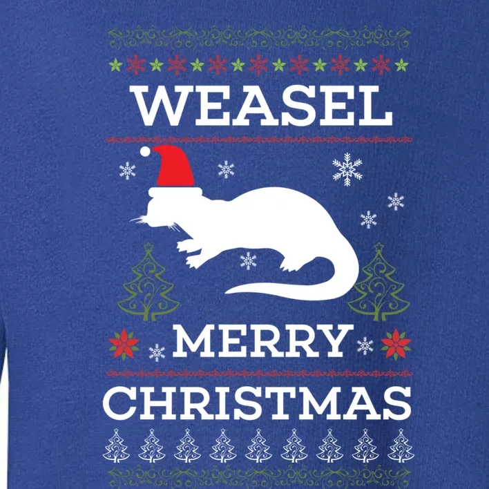 Weasel Merry Christmas Funny Ugly Christmas Design Gift Toddler Sweatshirt