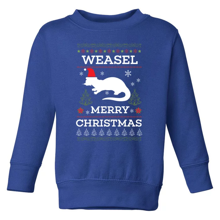 Weasel Merry Christmas Funny Ugly Christmas Design Gift Toddler Sweatshirt