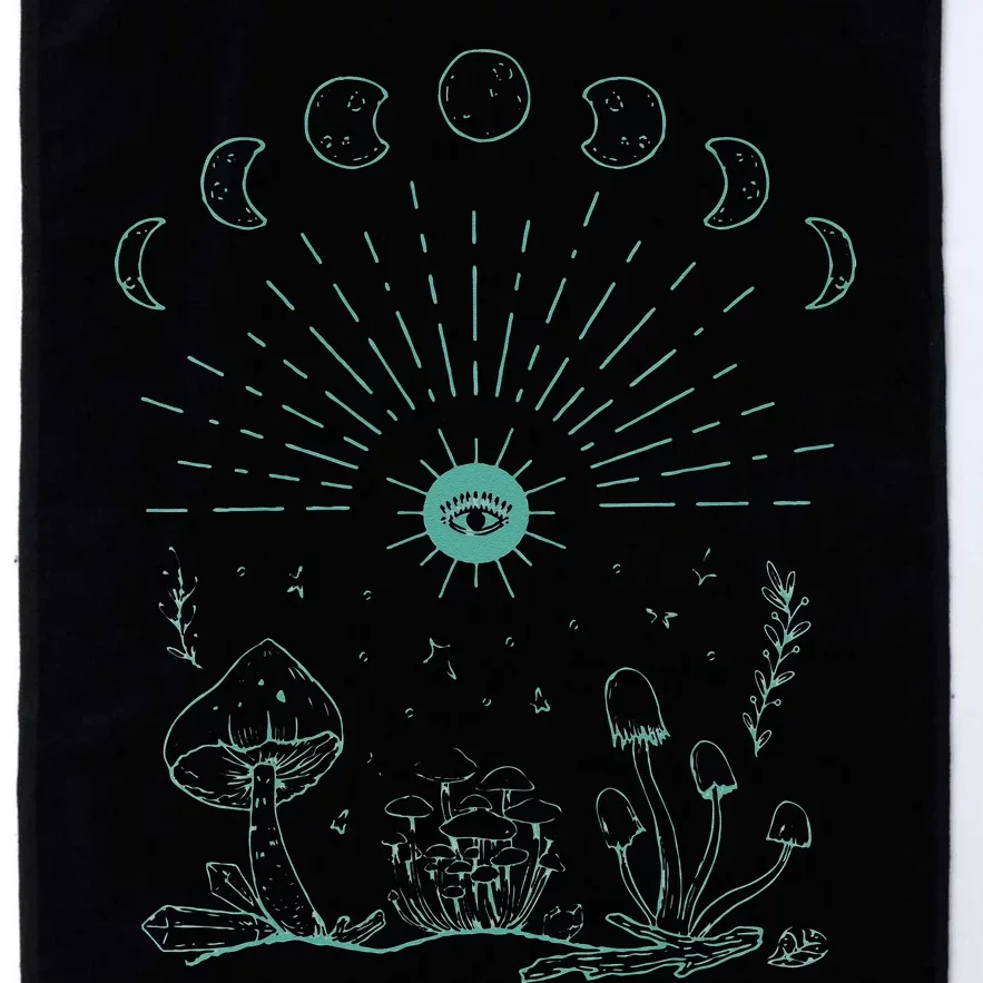 Womens Mushrooms Crystals Moon Phases Sun Eye Cottagecore Aesthetic Platinum Collection Golf Towel