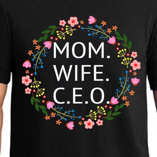 Wife Mom C E O Mom Cute Boss Girl Power Floral Cool Gift Pajama Set