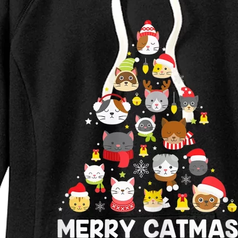 Wo Merry Catmas Funny Christmas Cat Shirt for Cat Lovers Women's Fleece Hoodie