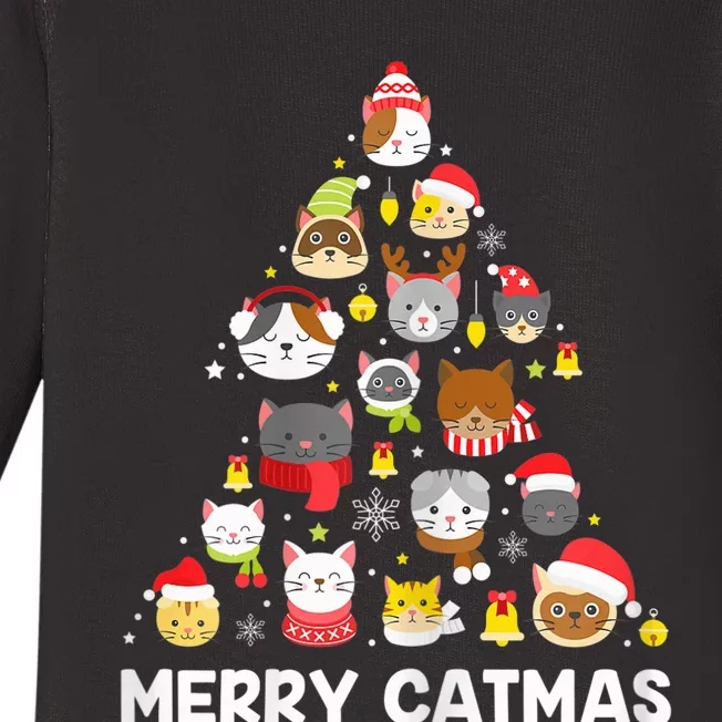 Wo Merry Catmas Funny Christmas Cat Shirt for Cat Lovers Baby Long Sleeve Bodysuit