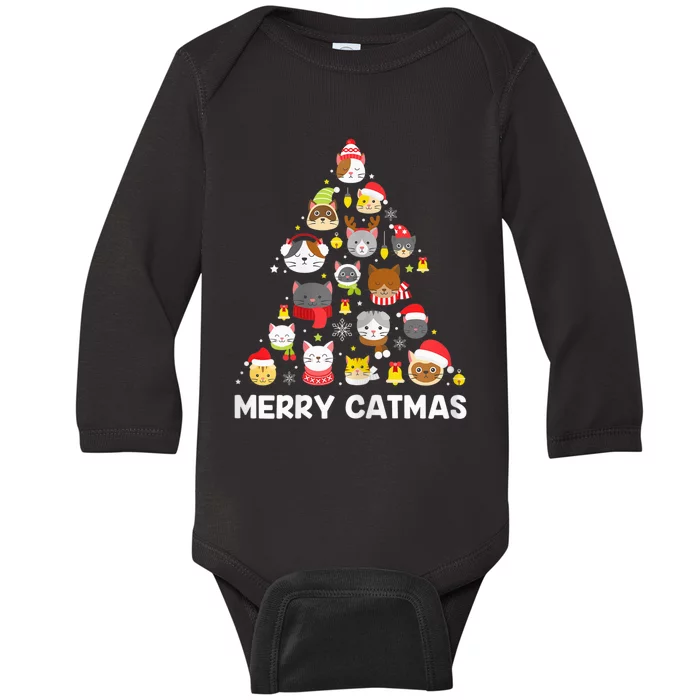 Wo Merry Catmas Funny Christmas Cat Shirt for Cat Lovers Baby Long Sleeve Bodysuit