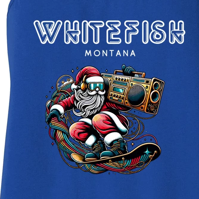 Whitefish Montana Cool Snowboard Christmas Santa Cute Gift Women's Racerback Tank