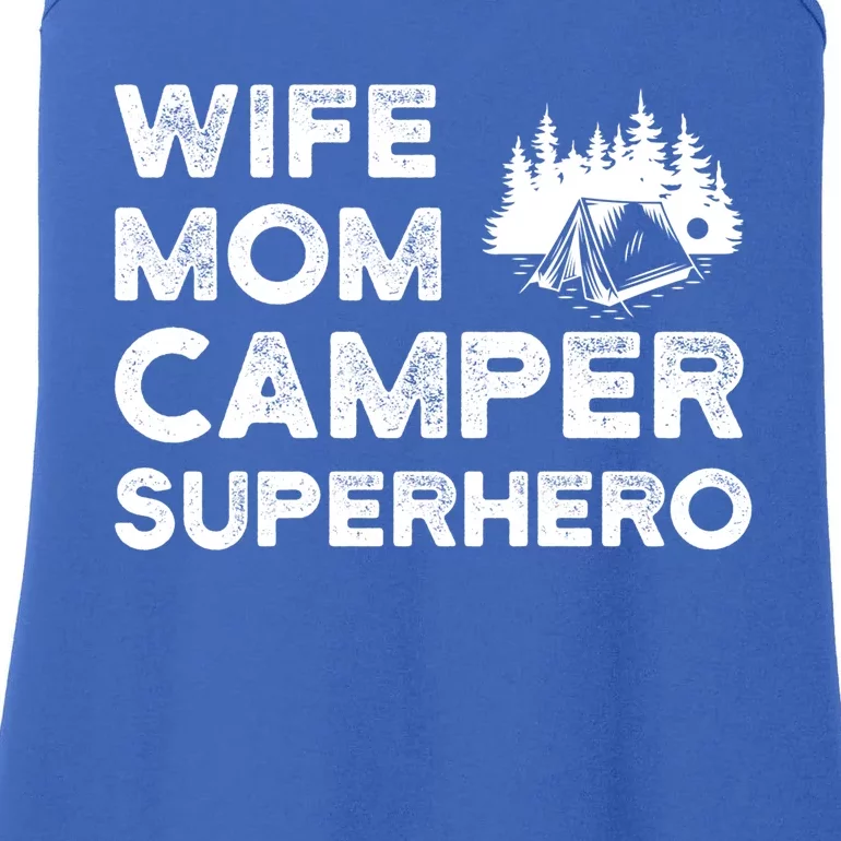 Wife Mom Camper Superhero Funny Camping Lover Mom Campers Gift Ladies Essential Tank