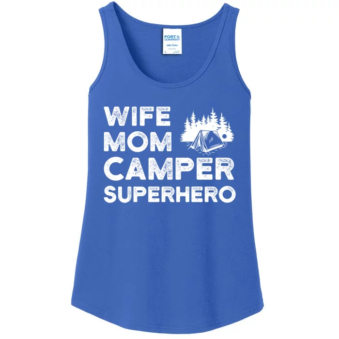 Wife Mom Camper Superhero Funny Camping Lover Mom Campers Gift Ladies Essential Tank