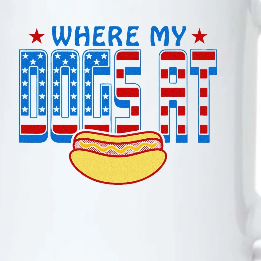 Where My Dogs At Funny 4th Of July Humor Hot Dog Lover Black Color Changing Mug