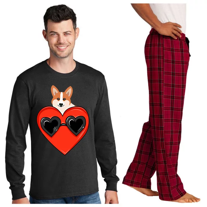 Wo My Dog Welsh Corgi Valentine Heart Valentine's Day Gift Long Sleeve Pajama Set