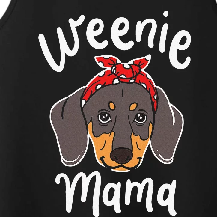 Weenie Mama Dachshund Dog Mom Wiener Dog Owner Gift Clothes Performance Tank