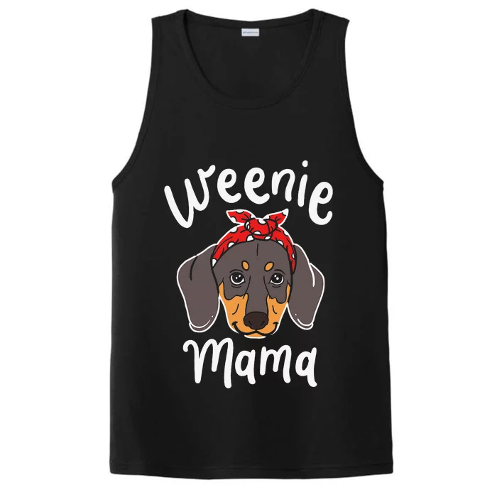 Weenie Mama Dachshund Dog Mom Wiener Dog Owner Gift Clothes Performance Tank