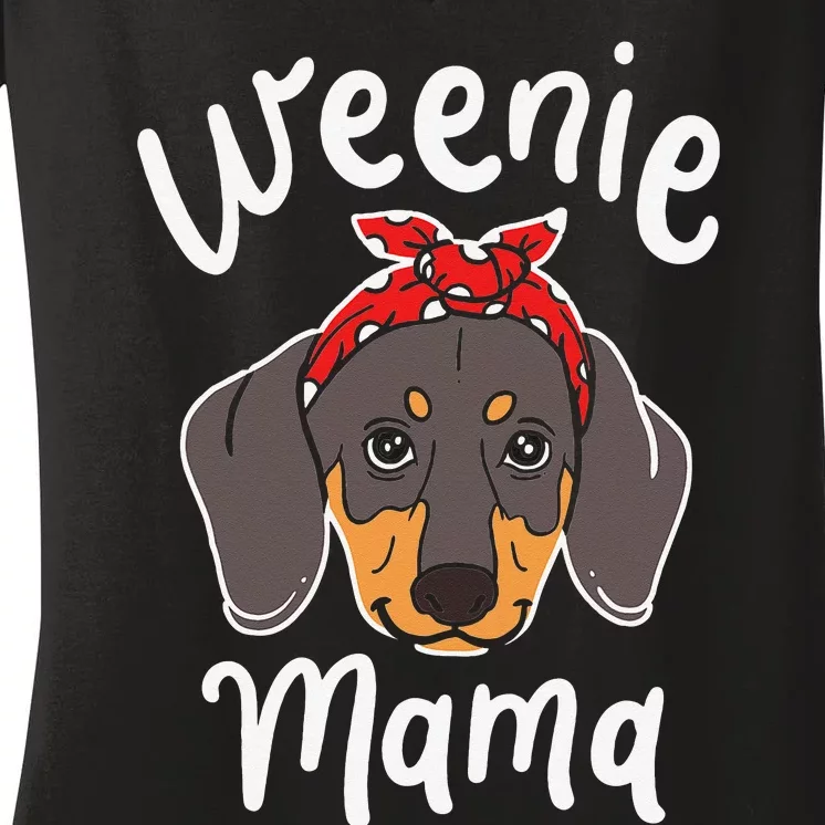 Weenie Mama Dachshund Dog Mom Wiener Dog Owner Gift Clothes Women's V-Neck T-Shirt