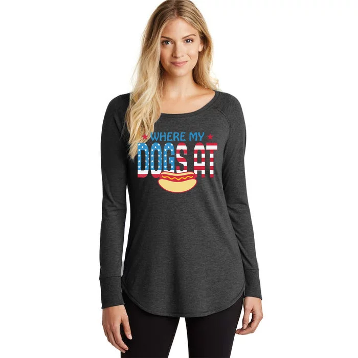 Where My Dogs At Women's Perfect Tri Tunic Long Sleeve Shirt