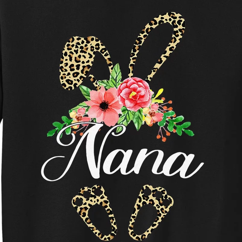 Womens Mother's Day Easter Gifts Flower Nana Leopard Bunny Sweatshirt