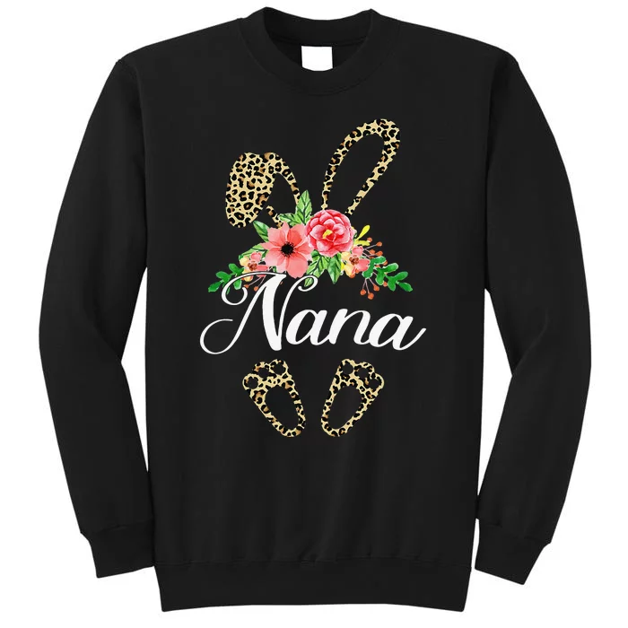 Womens Mother's Day Easter Gifts Flower Nana Leopard Bunny Sweatshirt