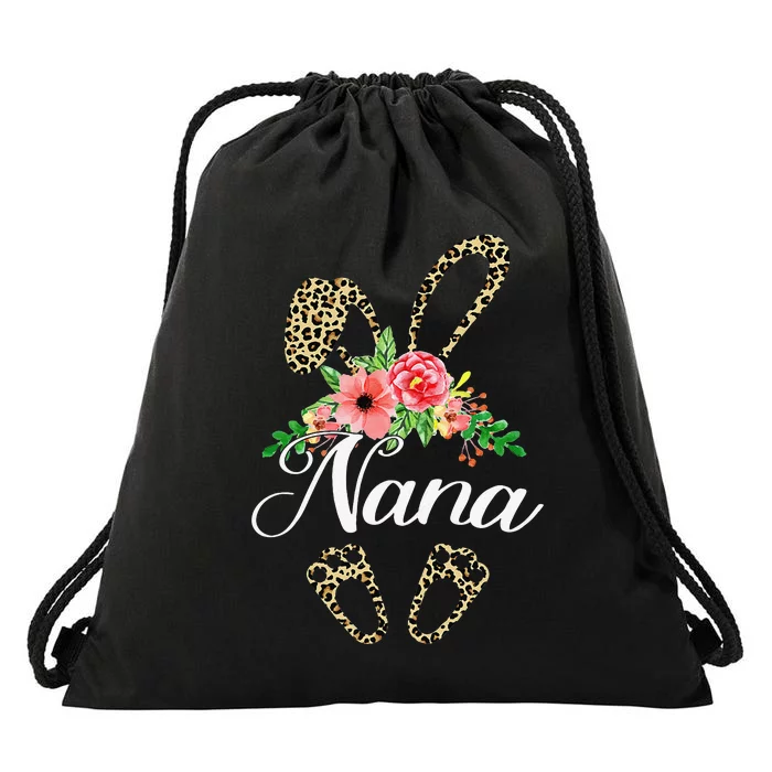 Womens Mother's Day Easter Gifts Flower Nana Leopard Bunny Drawstring Bag