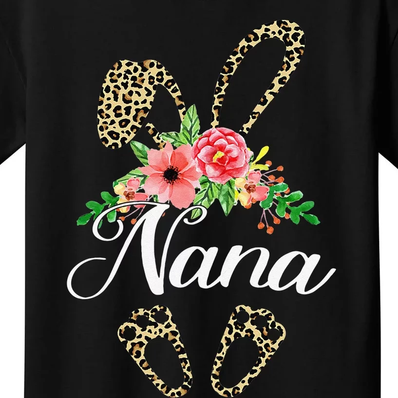 Womens Mother's Day Easter Gifts Flower Nana Leopard Bunny Kids T-Shirt