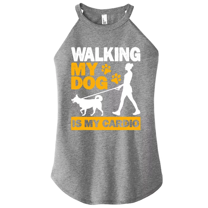 Walking My Dog Is My Cardio, Trekking, Funny Dog Walking Women’s Perfect Tri Rocker Tank