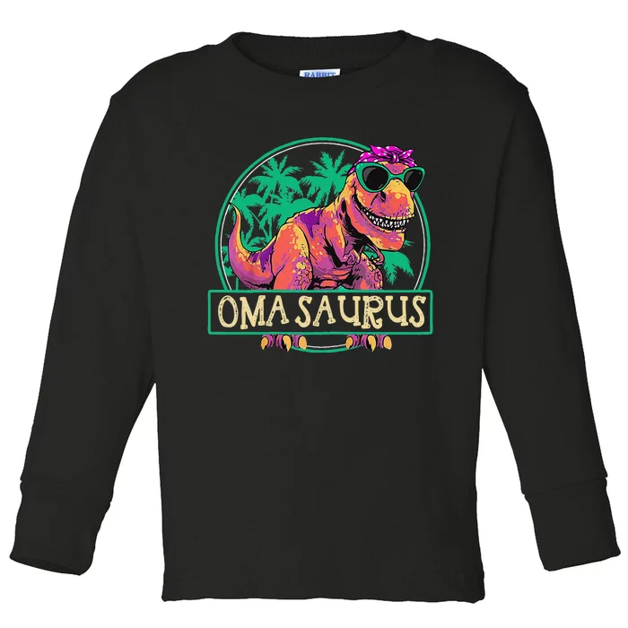 Womens Mother's Day Gift Omasaurus T Rex Oma Saurus Dinosaur Toddler Long Sleeve Shirt