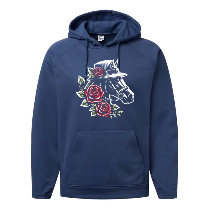 Women Mom Derby Day 2024 Funny Rose Derby Performance Fleece Hoodie