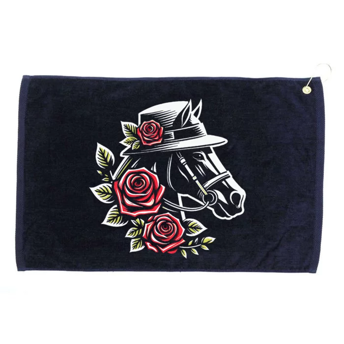 Women Mom Derby Day 2024 Funny Rose Derby Grommeted Golf Towel