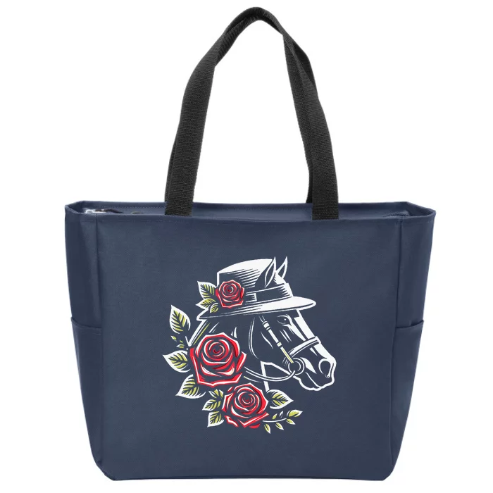 Women Mom Derby Day 2024 Funny Rose Derby Zip Tote Bag