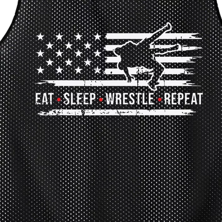 wrestling MMA eat sleep wrestle repeat funny theme wrestler Mesh Reversible Basketball Jersey Tank