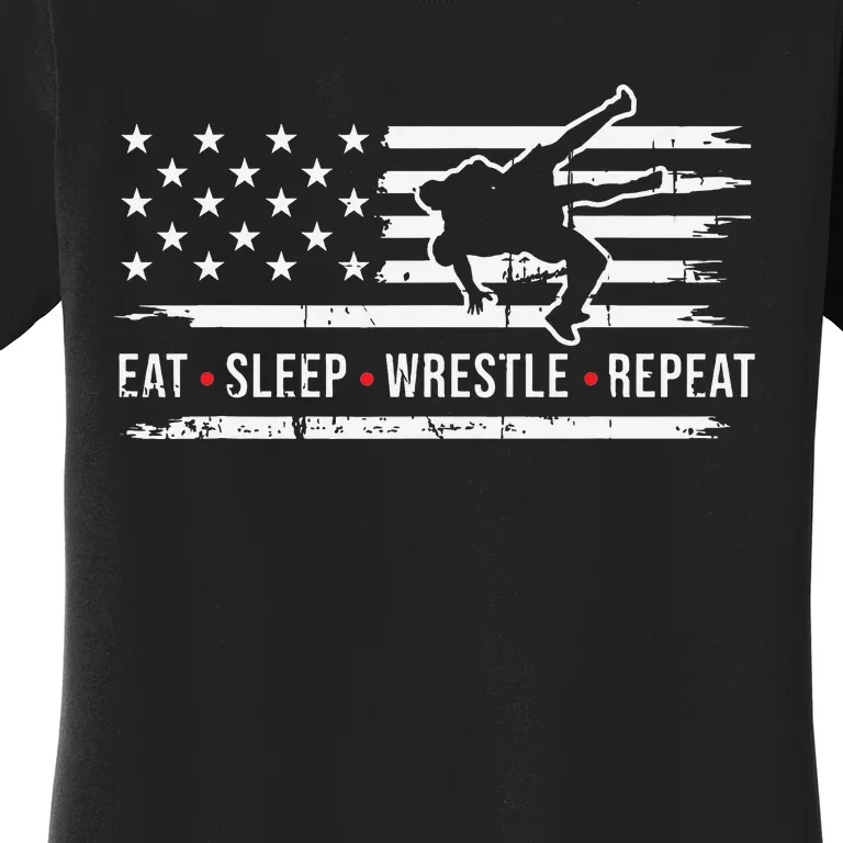 wrestling MMA eat sleep wrestle repeat funny theme wrestler Women's T-Shirt