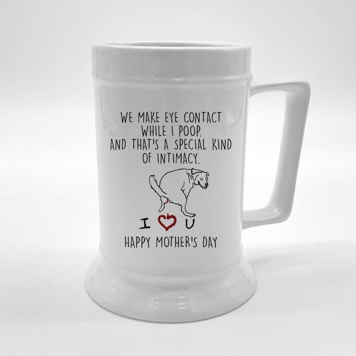 We Make Eye Contact While I Poop Funny Family Humor Front & Back Beer Stein