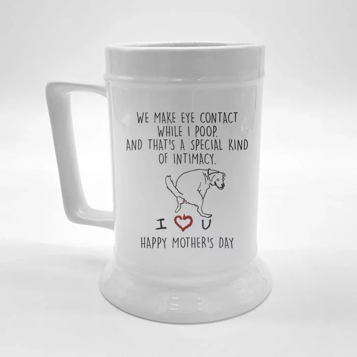 We Make Eye Contact While I Poop Funny Family Humor Front & Back Beer Stein