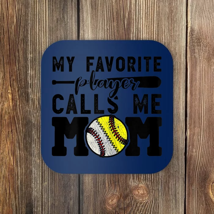 Womens My Favorite Baseball Player Calls Me Mom Cheer Mother Coaster