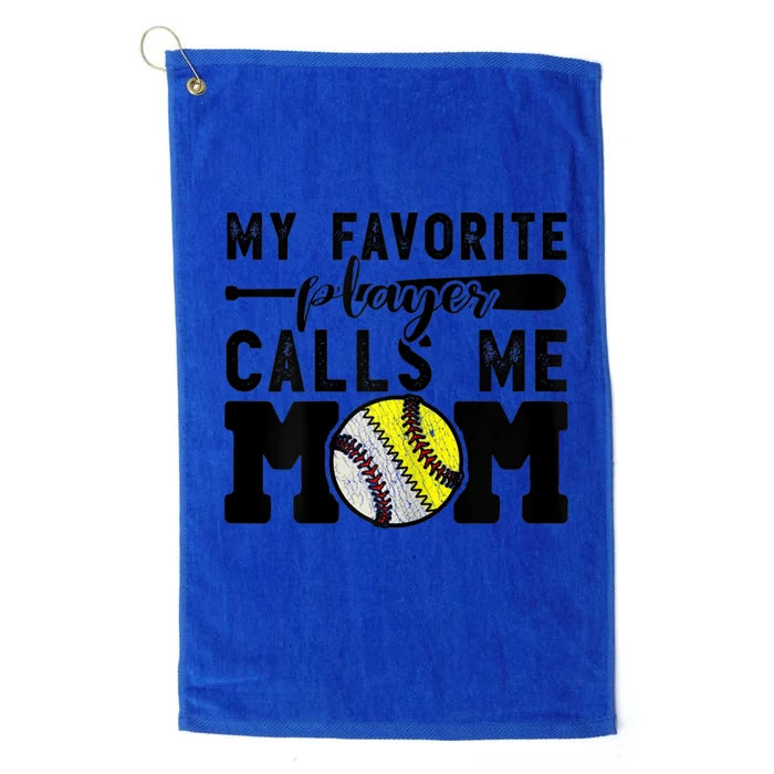 Womens My Favorite Baseball Player Calls Me Mom Cheer Mother Platinum Collection Golf Towel