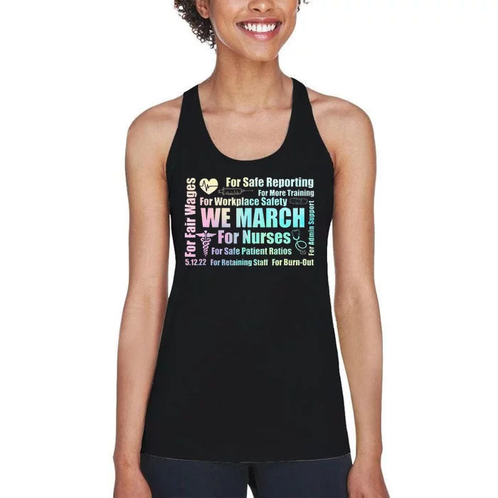 We March for Nurses Million Nurse March Wo Power Nurse Women's Racerback Tank