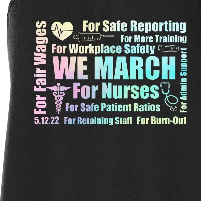 We March for Nurses Million Nurse March Wo Power Nurse Women's Racerback Tank