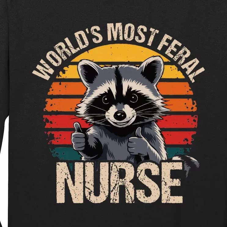 WorldS Most Feral Nurse Vintage Raccoon Long Sleeve Shirt