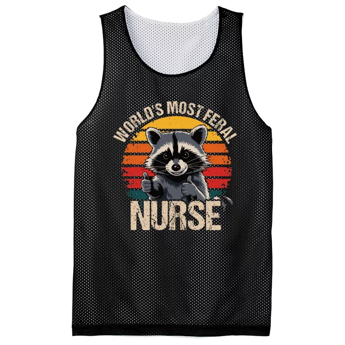 WorldS Most Feral Nurse Vintage Raccoon Mesh Reversible Basketball Jersey Tank