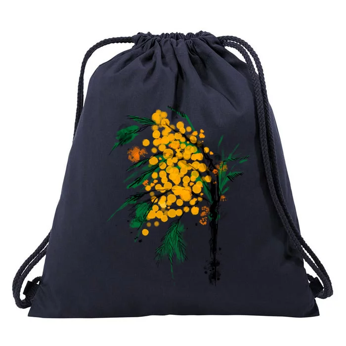 Watercolor Mimosa Flower Meaningful Gift Drawstring Bag