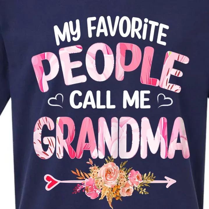 Womens My Favorite People Call Me Grandma Mother's Day Grandma Gift Sueded Cloud Jersey T-Shirt